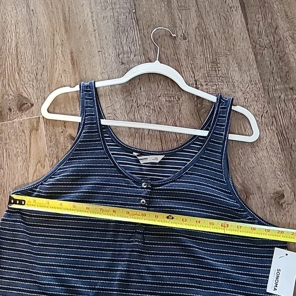 SONOMA BRAND WOMENS NAVY AND WHITE STRIPED TANK TOP SIZE XX LARGE - Picture 5 of 8